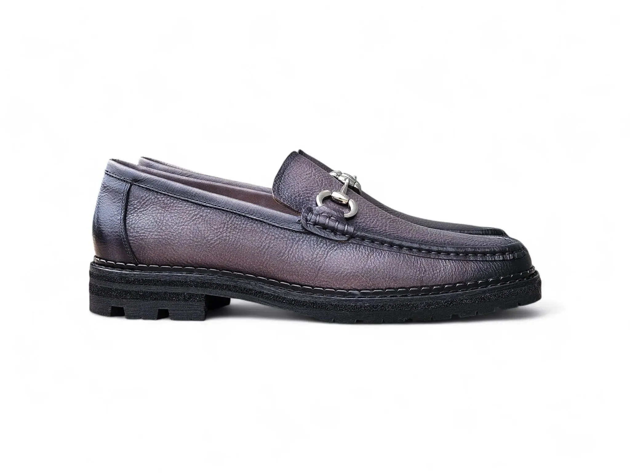 Carrucci Shoes CARRUCCI Men’s Horsebit Loafer Lug Sole Pebble Calfskin - Image 18
