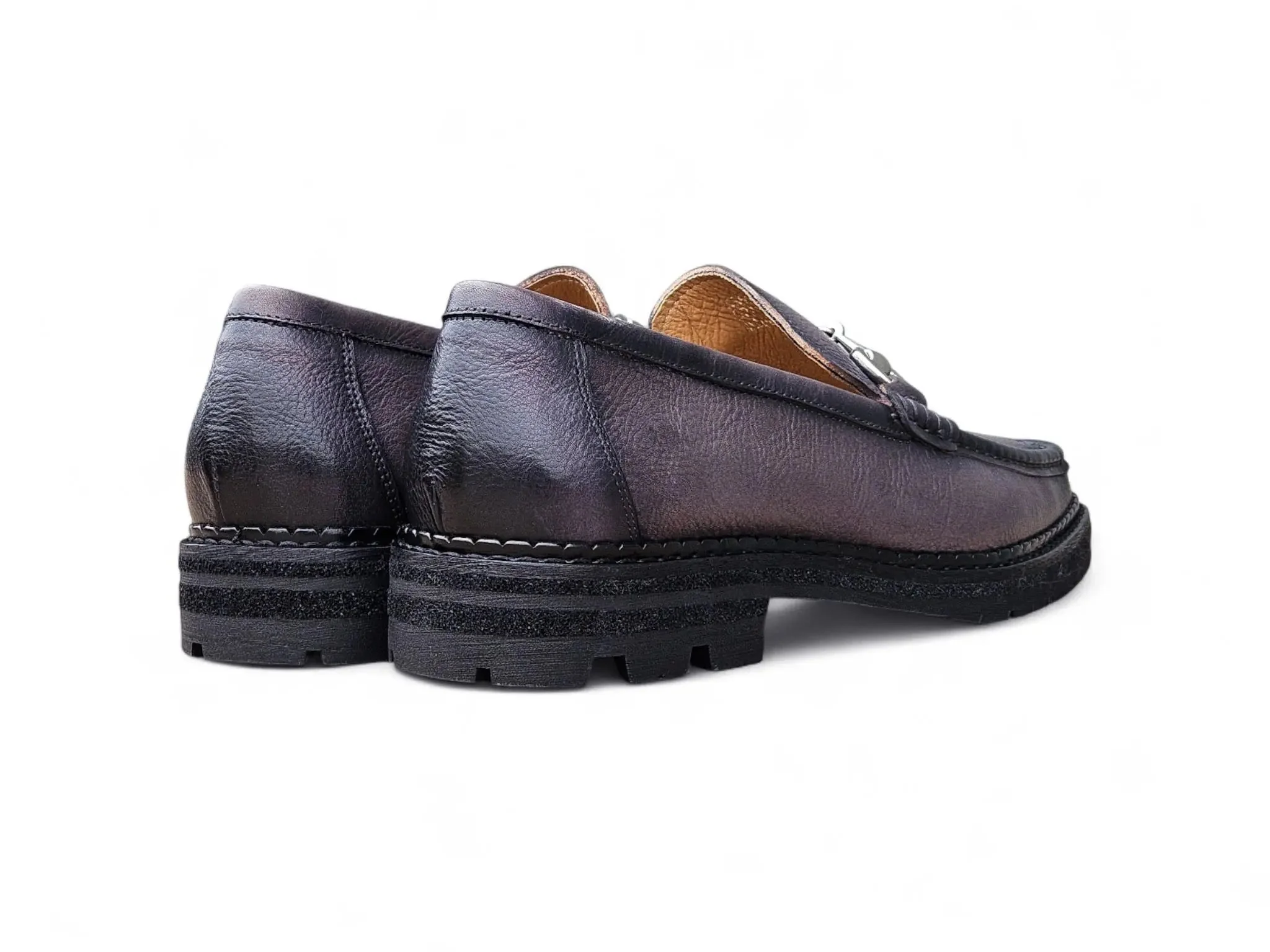 Carrucci Shoes CARRUCCI Men’s Horsebit Loafer Lug Sole Pebble Calfskin - Image 19