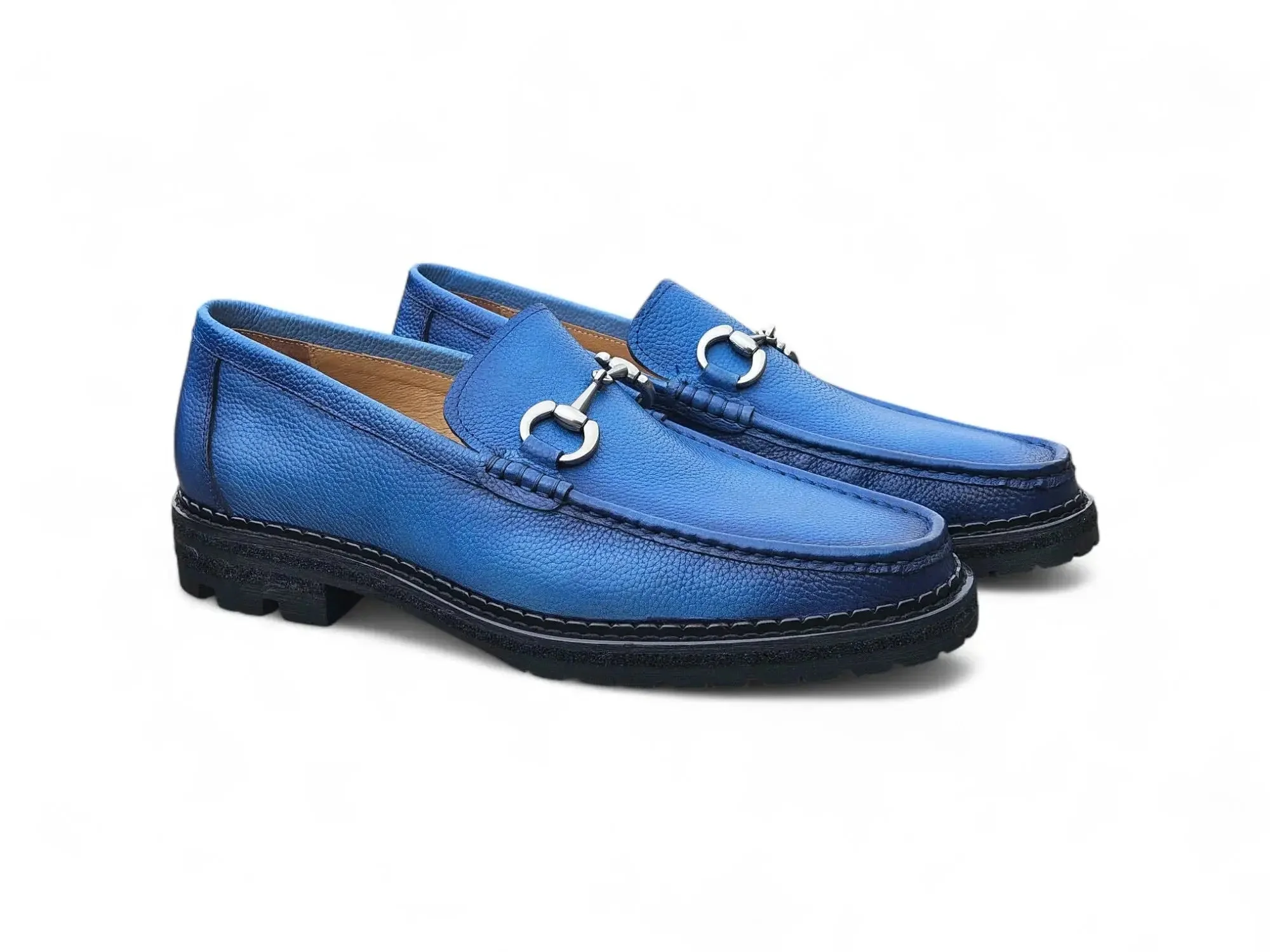Carrucci Shoes CARRUCCI Men’s Horsebit Loafer Lug Sole Pebble Calfskin - Image 25