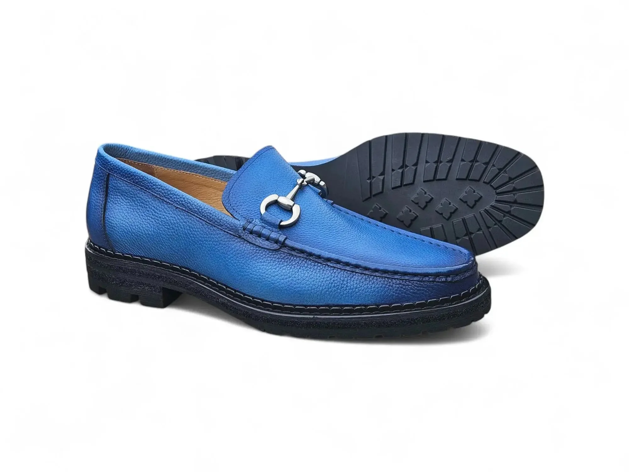 Carrucci Shoes CARRUCCI Men’s Horsebit Loafer Lug Sole Pebble Calfskin - Image 26