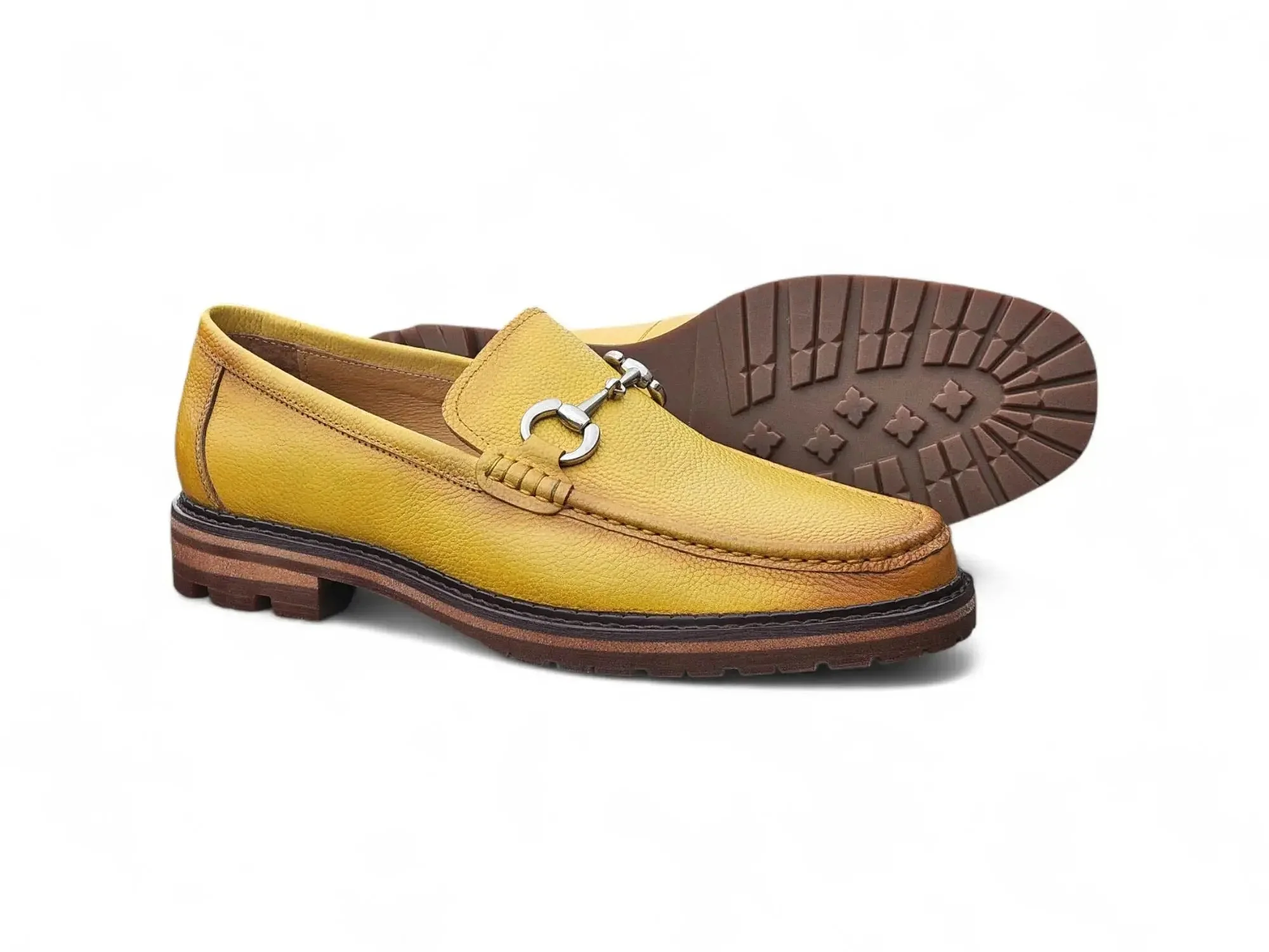 Carrucci Shoes CARRUCCI Men’s Horsebit Loafer Lug Sole Pebble Calfskin - Image 29