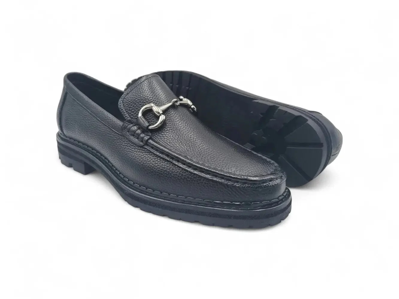 Carrucci Shoes CARRUCCI Men’s Horsebit Loafer Lug Sole Pebble Calfskin - Image 35