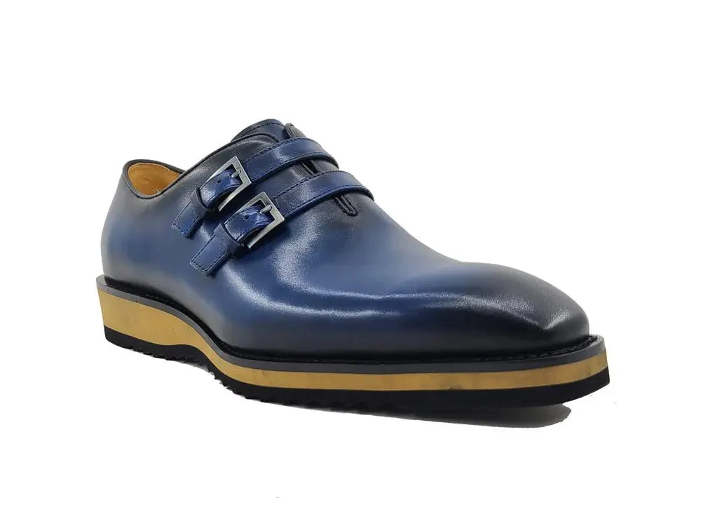 Carrucci Shoes Collection Burnished Double Monk Calfskin Leather KS515-30 - Image 15