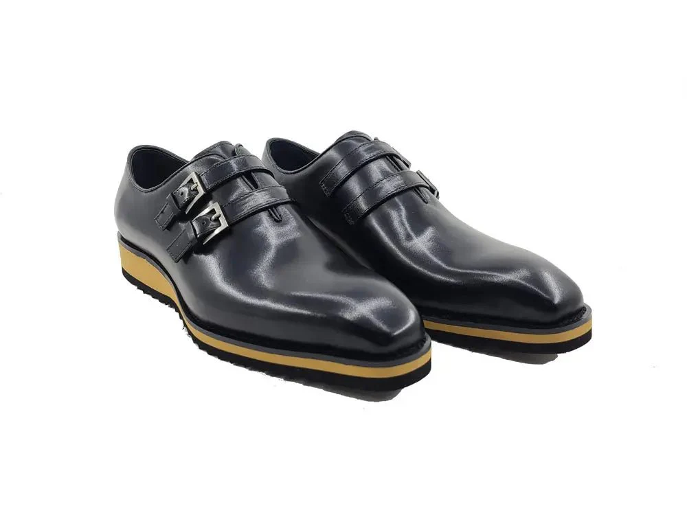 Carrucci Shoes Collection Burnished Double Monk Calfskin Leather KS515-30 - Image 2