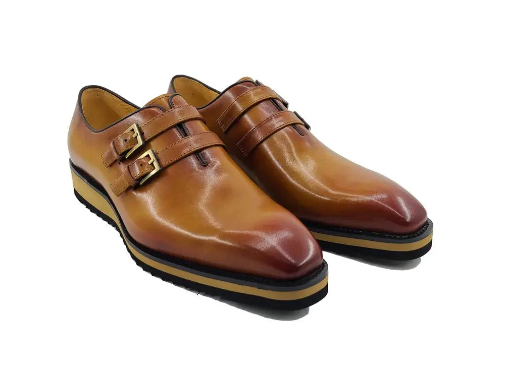 Carrucci Shoes Collection Burnished Double Monk Calfskin Leather KS515-30 - Image 6