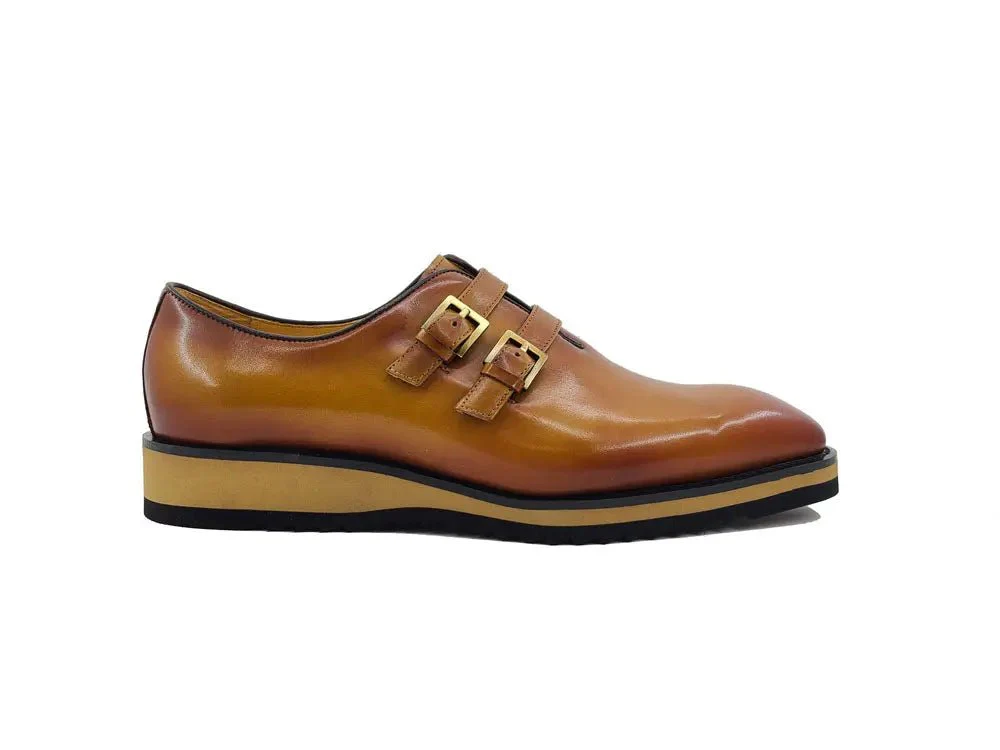 Carrucci Shoes Collection Burnished Double Monk Calfskin Leather KS515-30 - Image 7