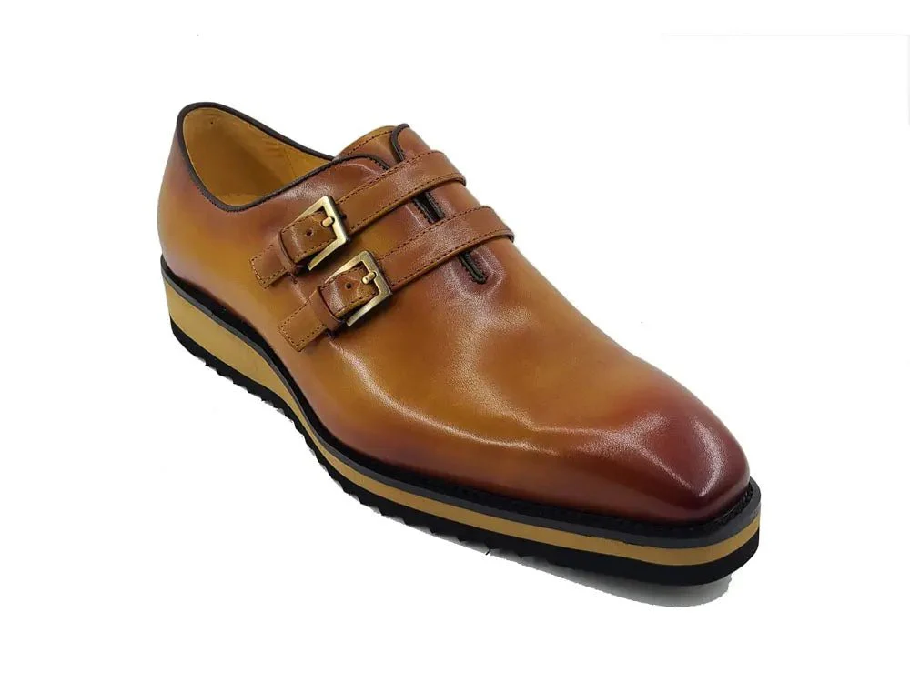 Carrucci Shoes Collection Burnished Double Monk Calfskin Leather KS515-30 - Image 8