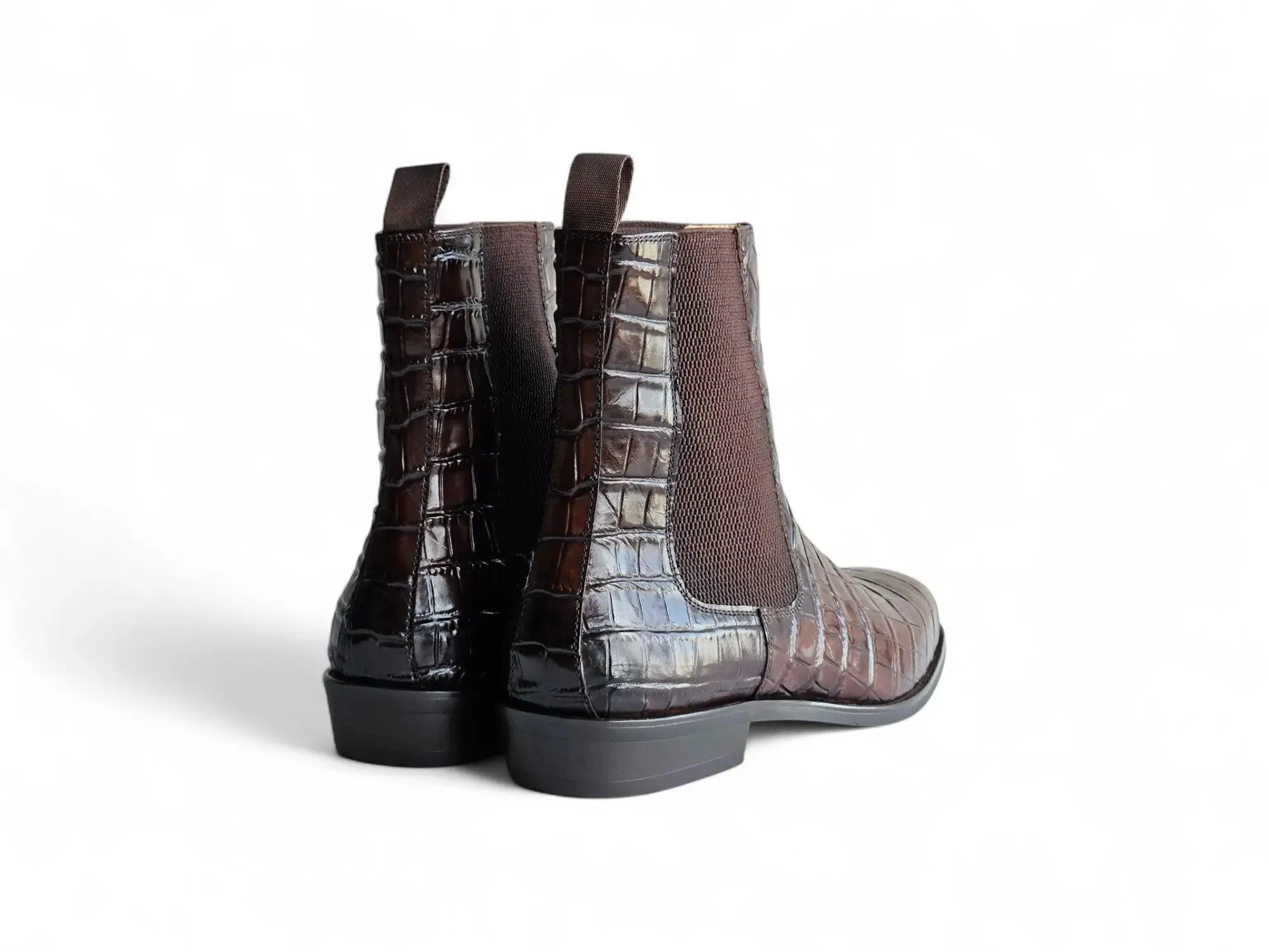 Carrucci Shoes Crocodile Embossed Chelsea Boot Full Grain Calfskin Leather KB503X-601E - Image 10