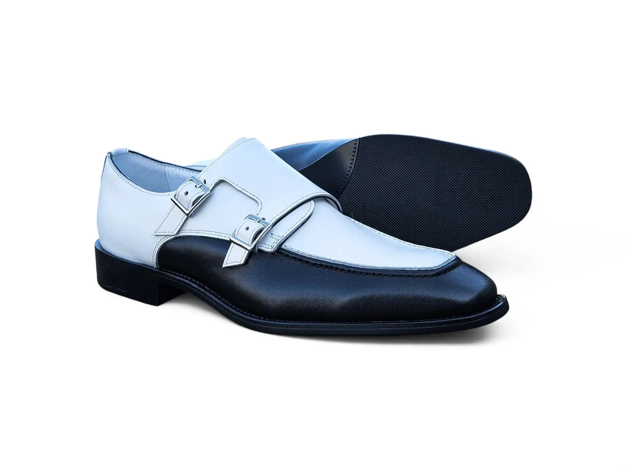 Carrucci Shoes Double Monk Strap Two Tone Calf Leather Loafer KS509-45T - Image 2