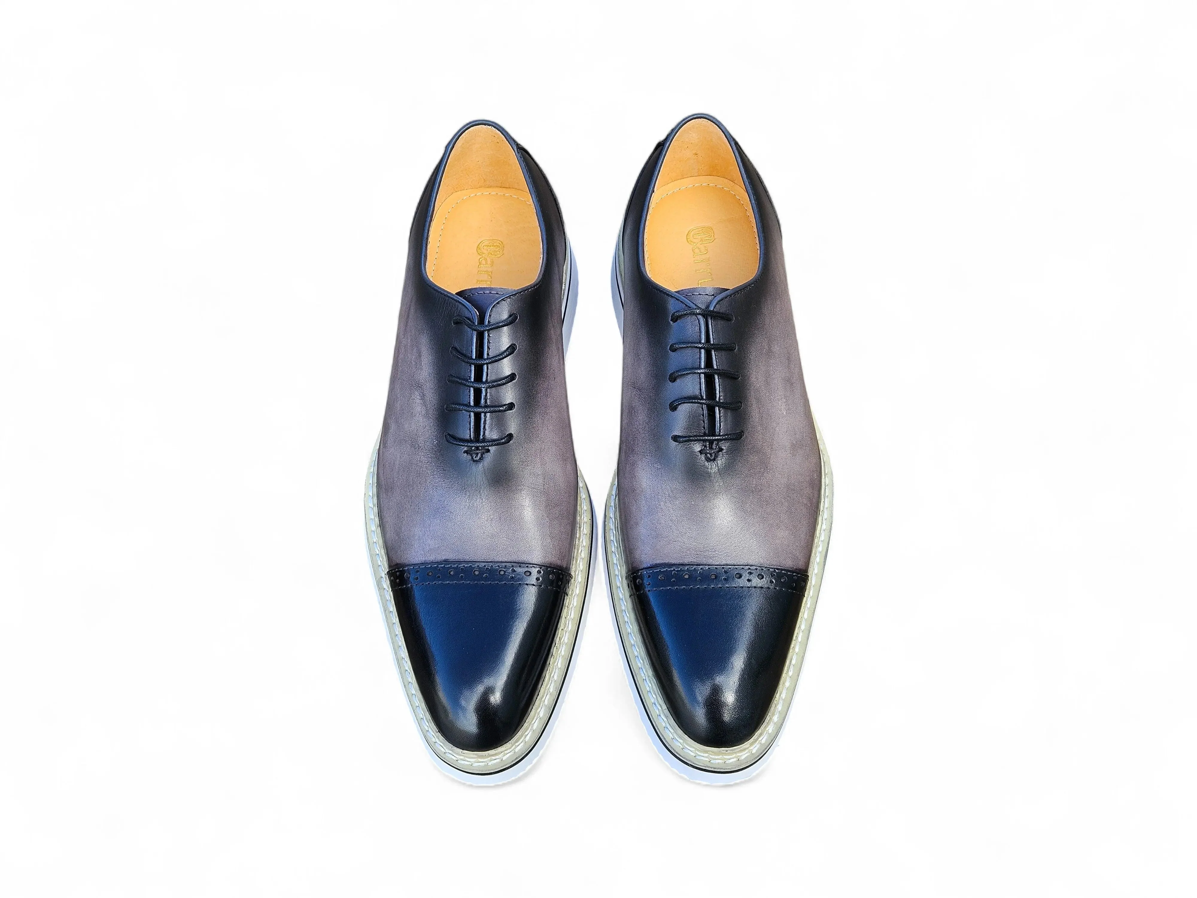 Carrucci Shoes Elegant Two Tone Cap Toe Calfskin Oxford KS552-20T - Image 10