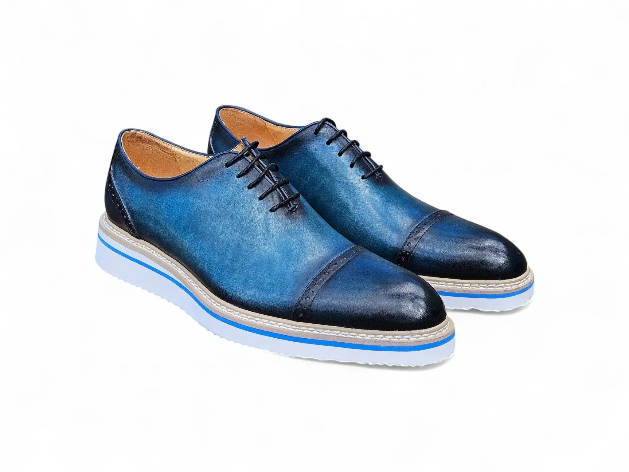 Carrucci Shoes Elegant Two Tone Cap Toe Calfskin Oxford KS552-20T - Image 12