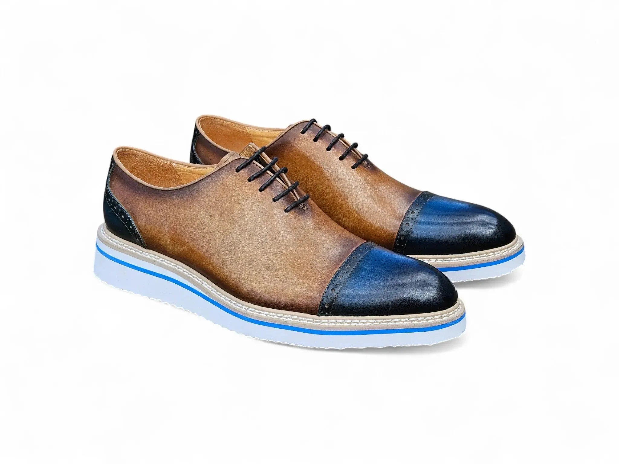 Carrucci Shoes Elegant Two Tone Cap Toe Calfskin Oxford KS552-20T - Image 15