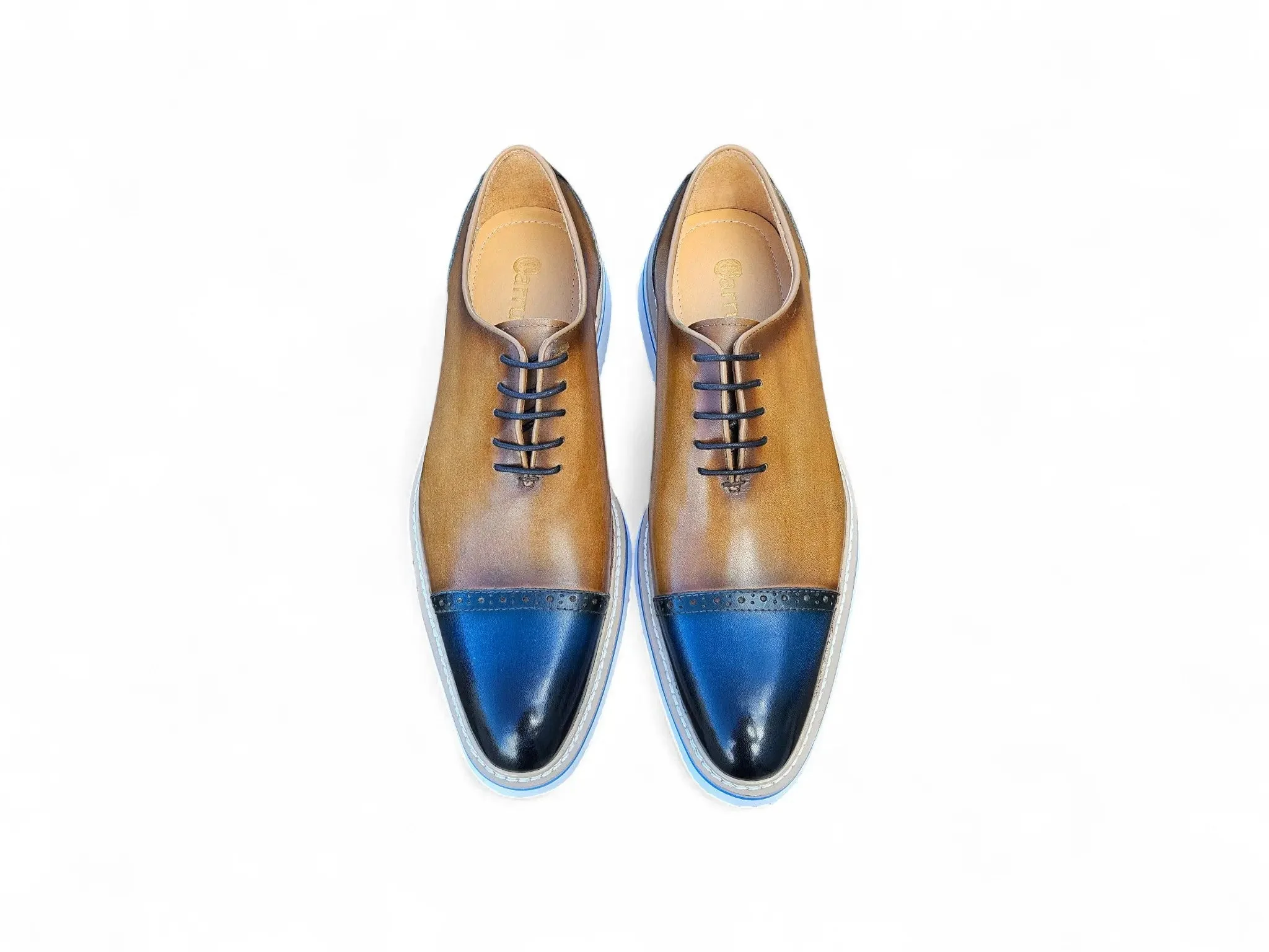 Carrucci Shoes Elegant Two Tone Cap Toe Calfskin Oxford KS552-20T - Image 16