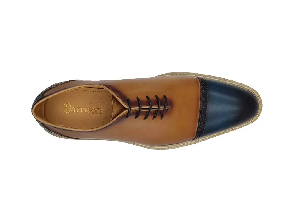 Carrucci Shoes Elegant Two Tone Cap Toe Calfskin Oxford KS552-20T - Image 19