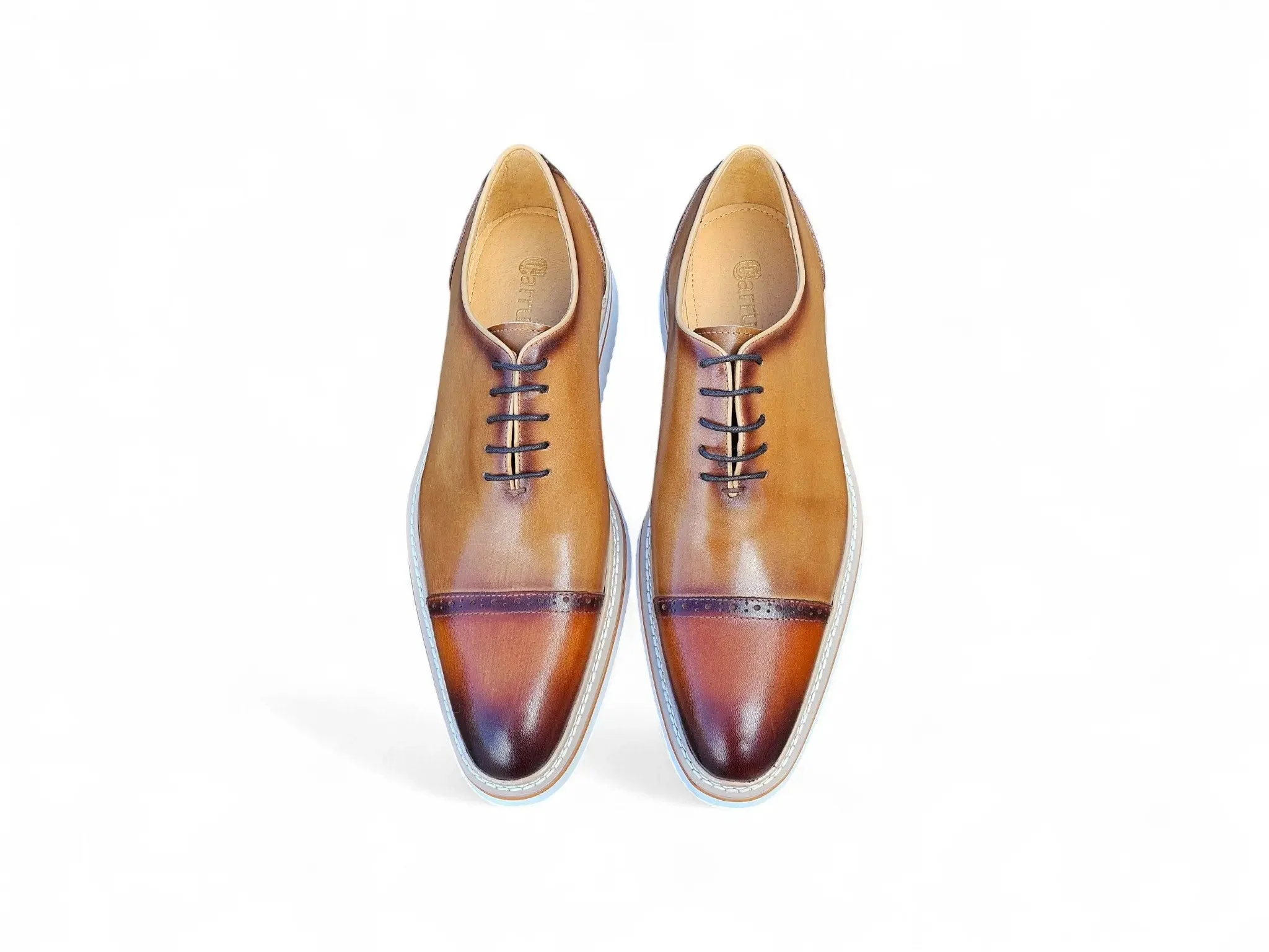 Carrucci Shoes Elegant Two Tone Cap Toe Calfskin Oxford KS552-20T - Image 2