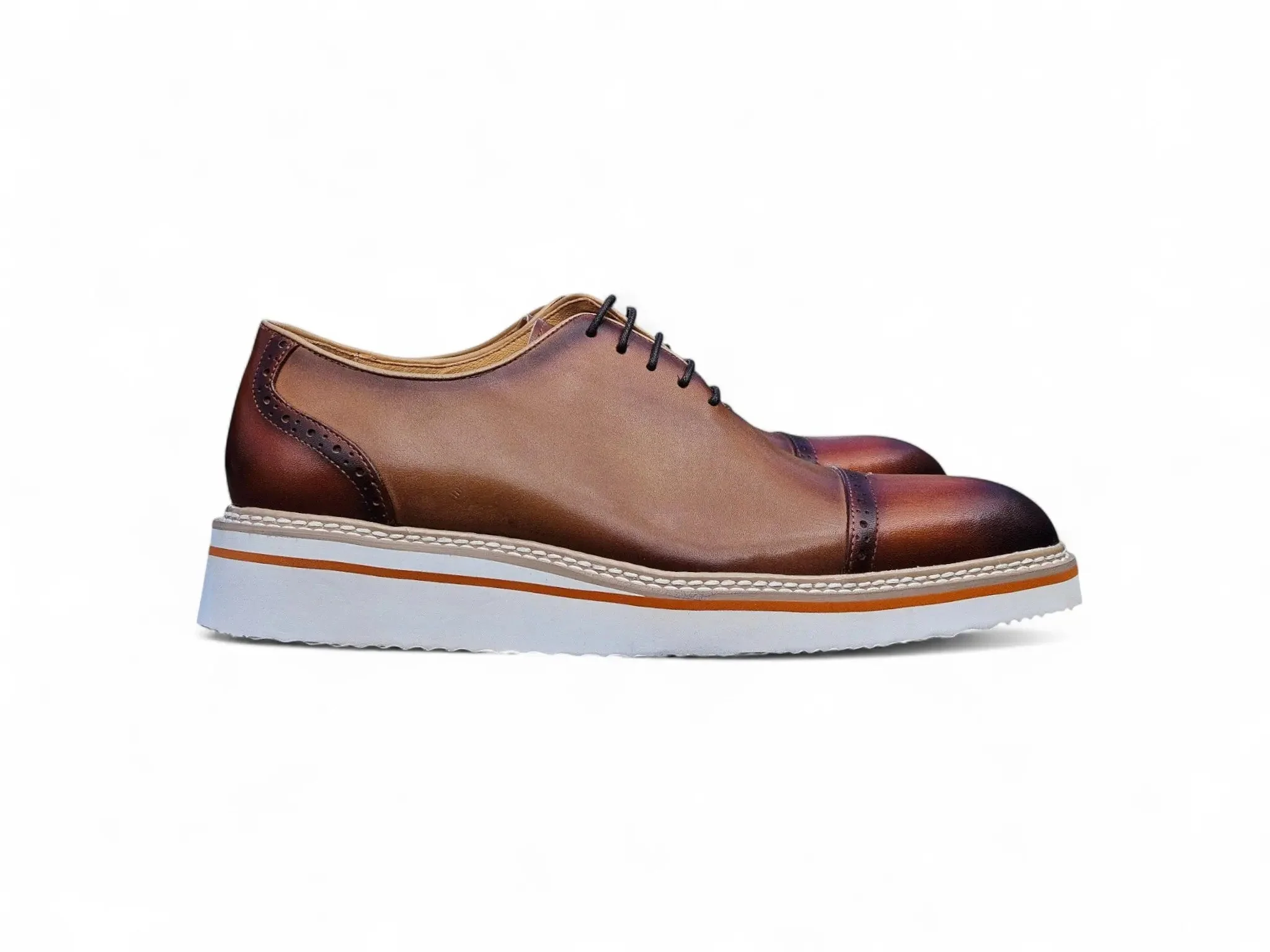 Carrucci Shoes Elegant Two Tone Cap Toe Calfskin Oxford KS552-20T - Image 3