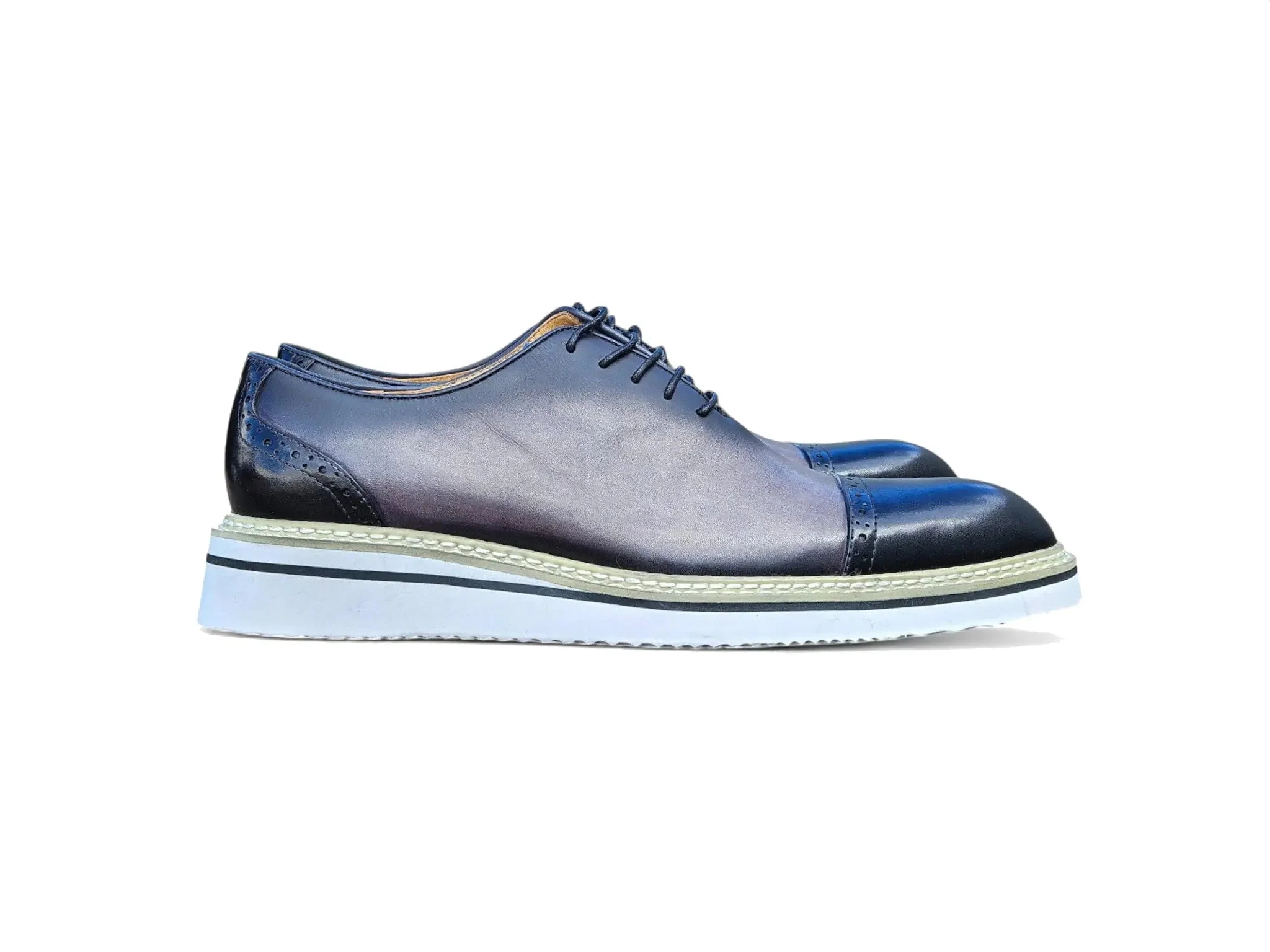 Carrucci Shoes Elegant Two Tone Cap Toe Calfskin Oxford KS552-20T - Image 8