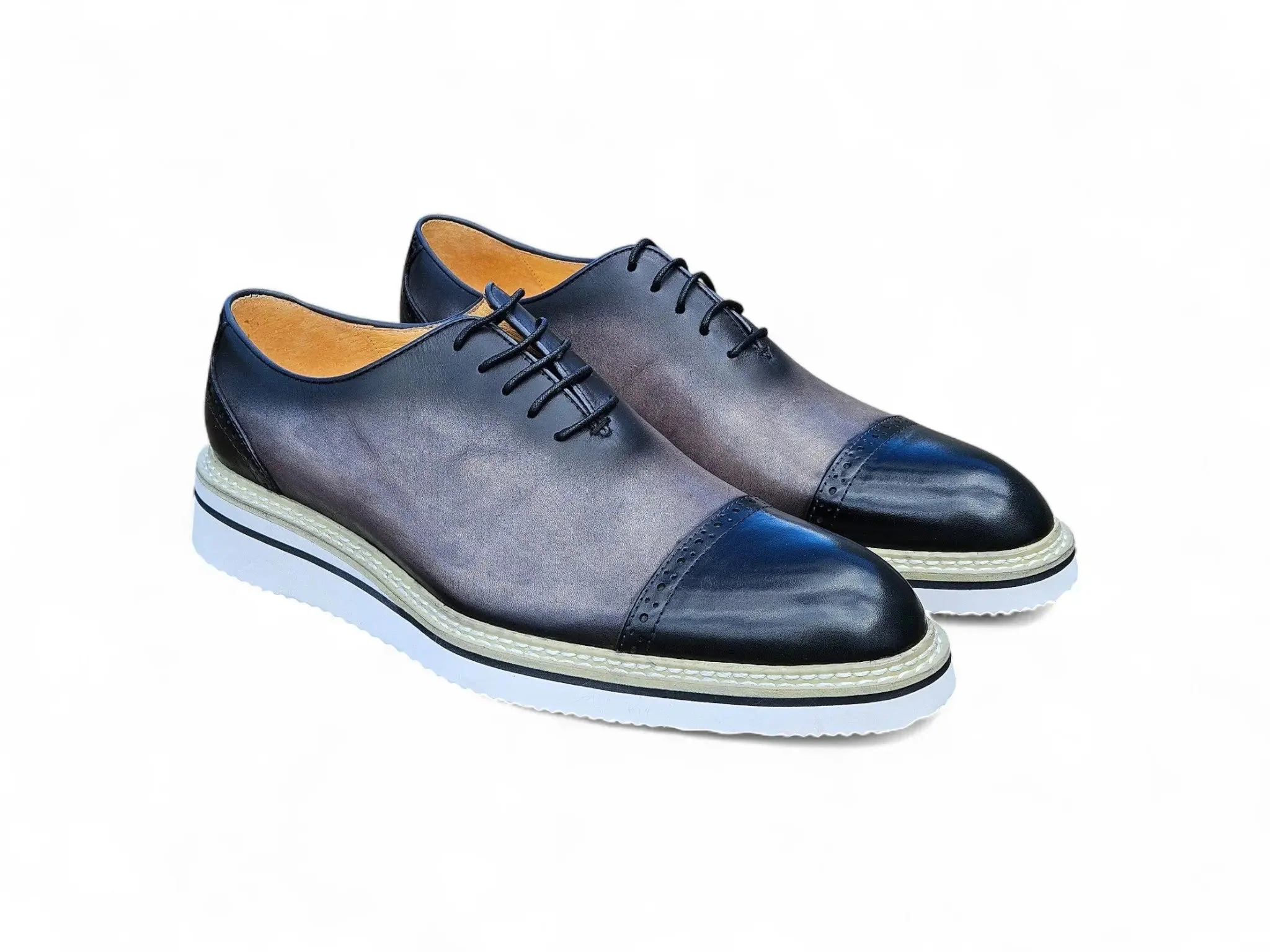 Carrucci Shoes Elegant Two Tone Cap Toe Calfskin Oxford KS552-20T - Image 9