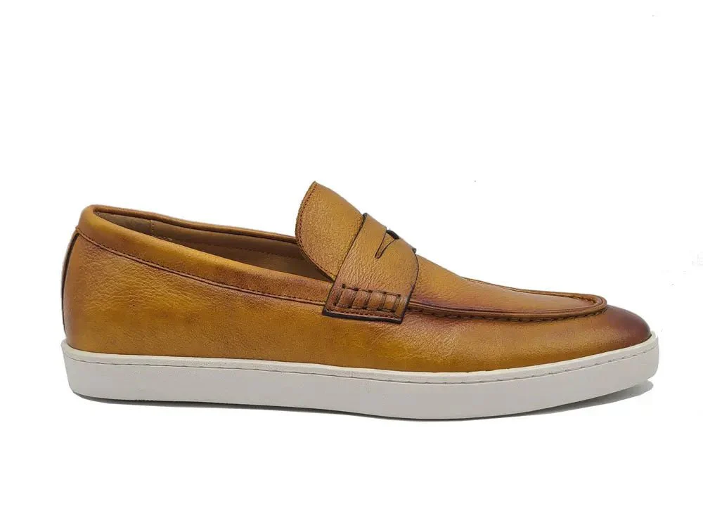 Carrucci Shoes Gorgeous Patina Burnished Penny Loafer Sneaker Calf Leather KS529-15 - Image 10