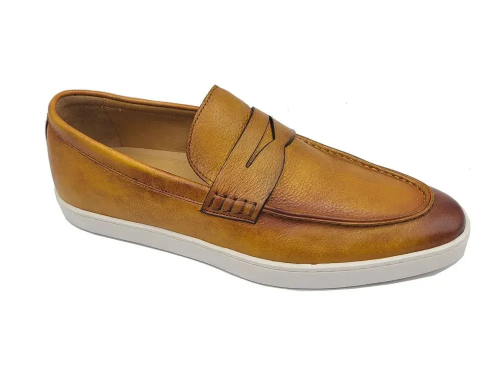 Carrucci Shoes Gorgeous Patina Burnished Penny Loafer Sneaker Calf Leather KS529-15 - Image 12