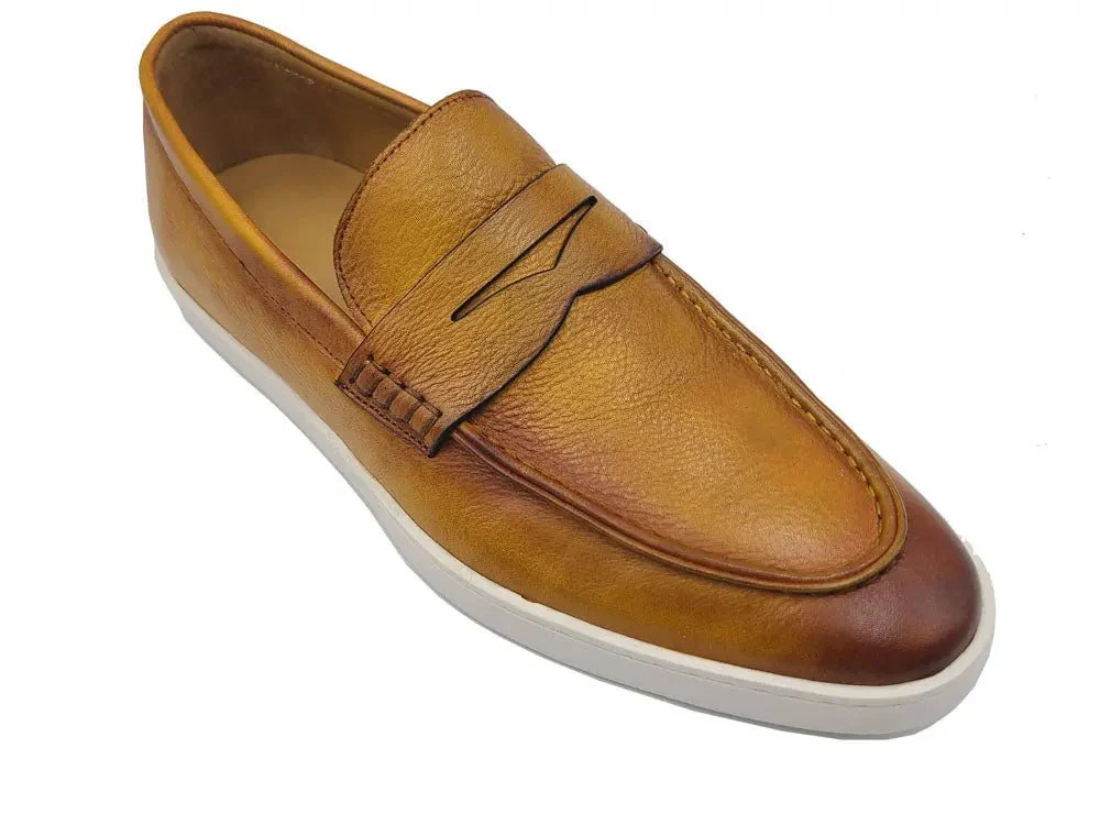 Carrucci Shoes Gorgeous Patina Burnished Penny Loafer Sneaker Calf Leather KS529-15 - Image 13
