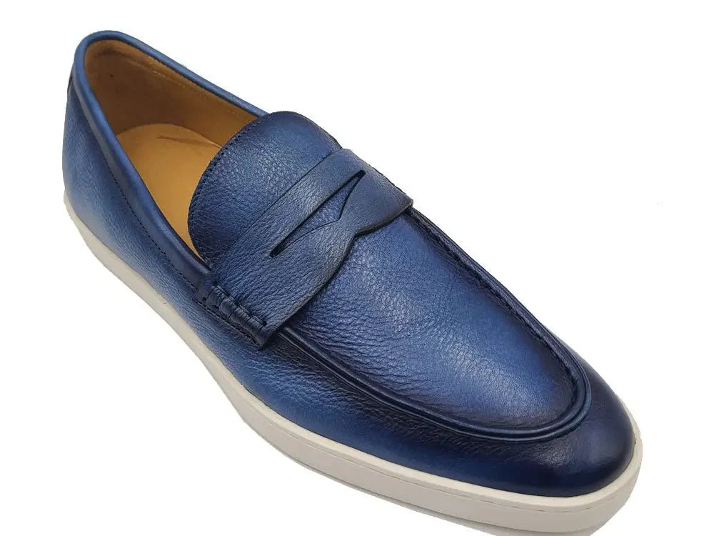Carrucci Shoes Gorgeous Patina Burnished Penny Loafer Sneaker Calf Leather KS529-15 - Image 3