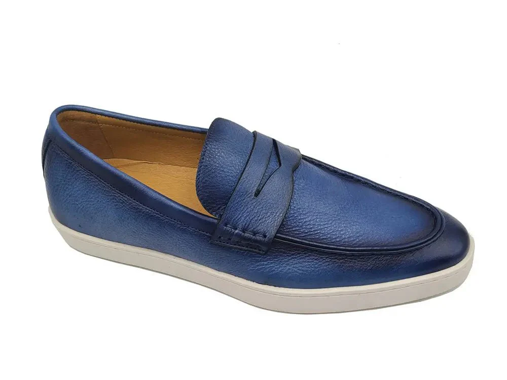 Carrucci Shoes Gorgeous Patina Burnished Penny Loafer Sneaker Calf Leather KS529-15 - Image 4