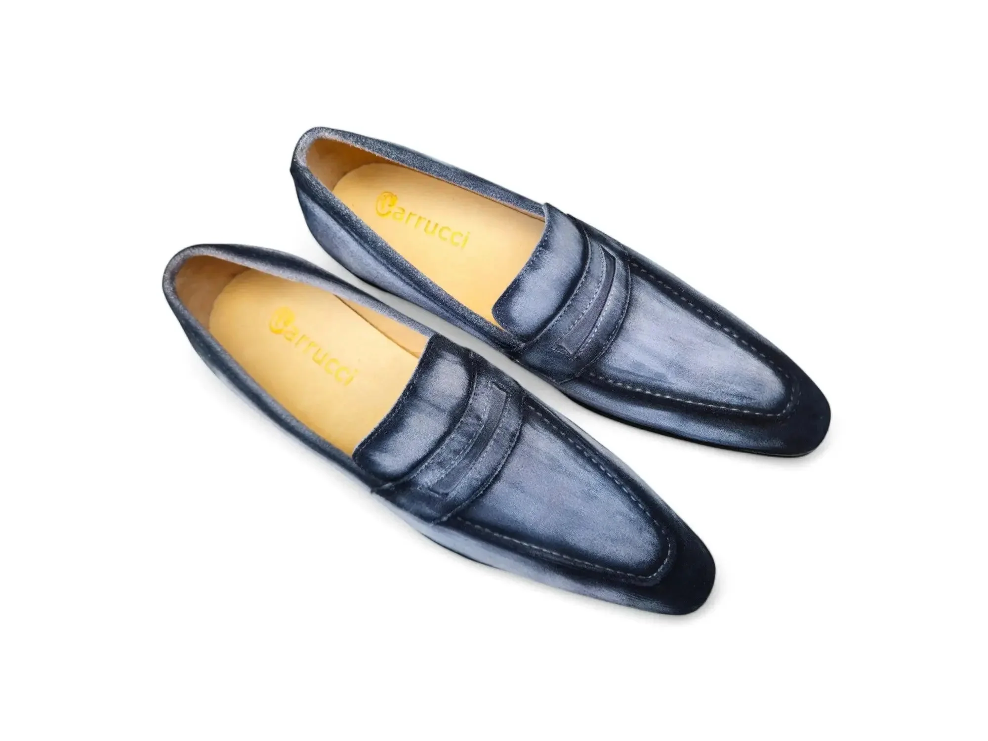 Carrucci Shoes Hand Burnished Suede Penny Loafer Men’s Suede - Image 6