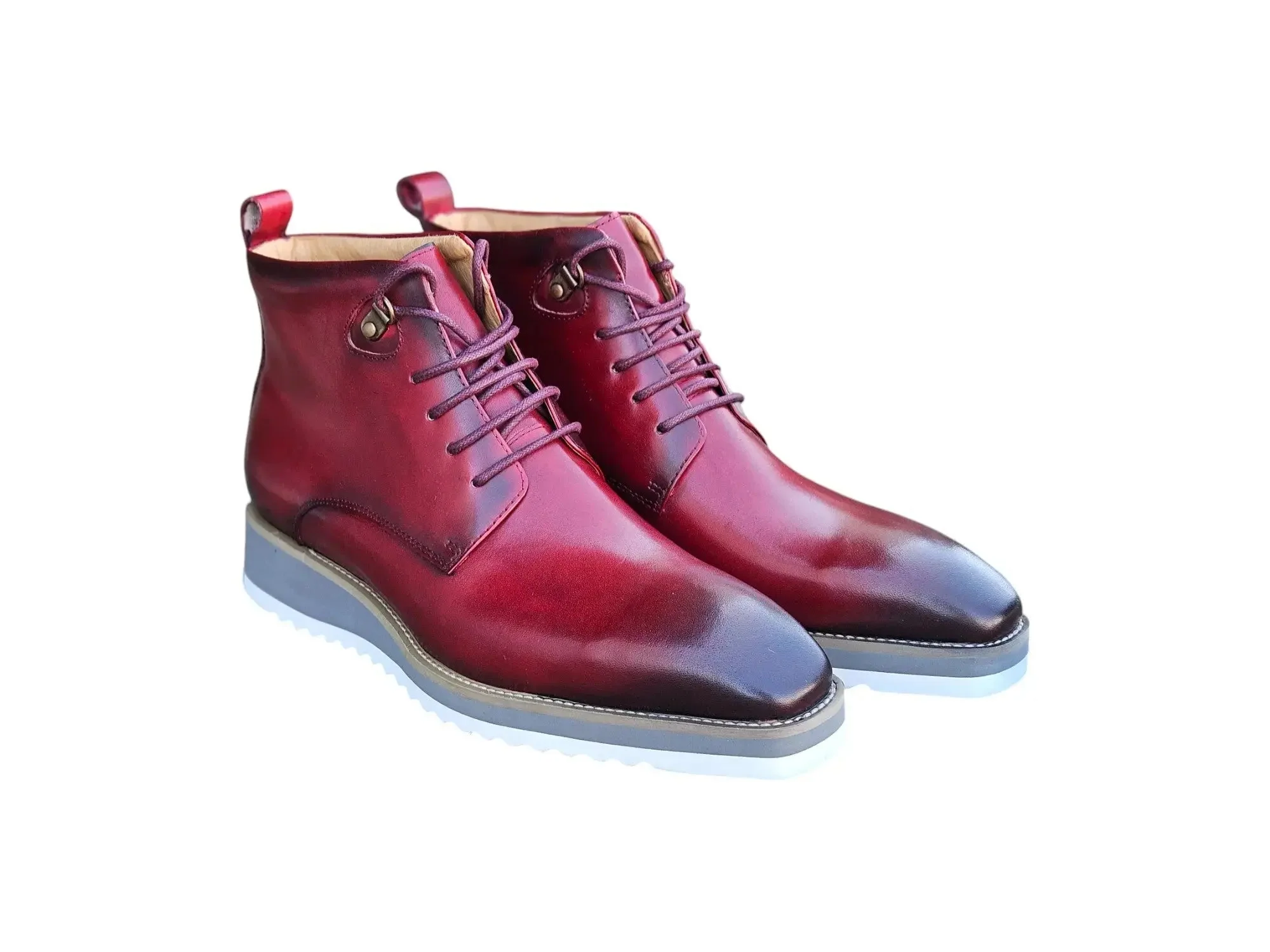 Carrucci Shoes KB Burnished Calfskin Lace Up Boot Patina Finish KB515-16