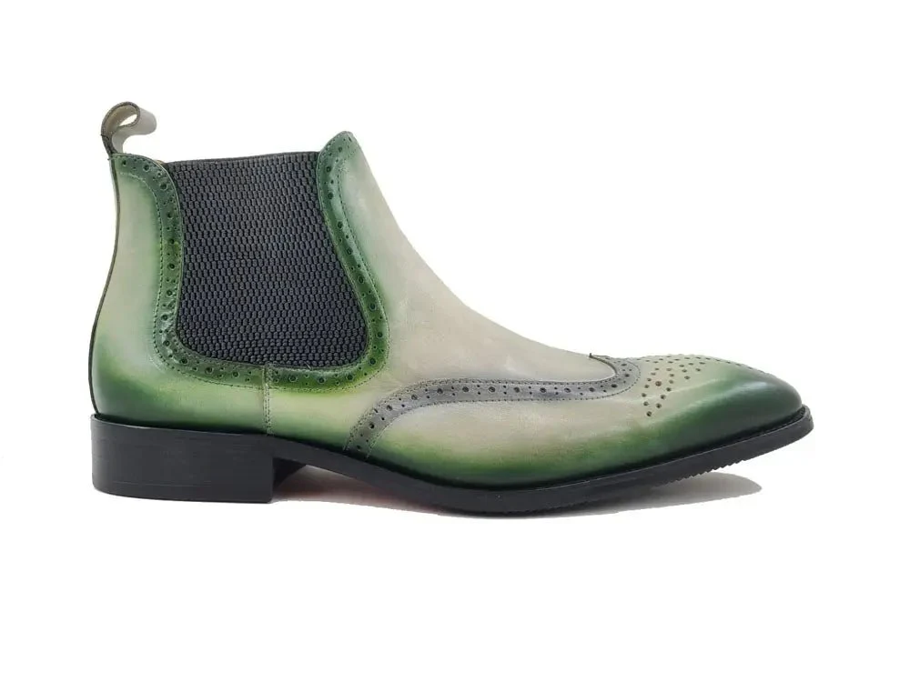 Carrucci Shoes KB Burnished Calfskin Wingtip Boot Premium KB503-19