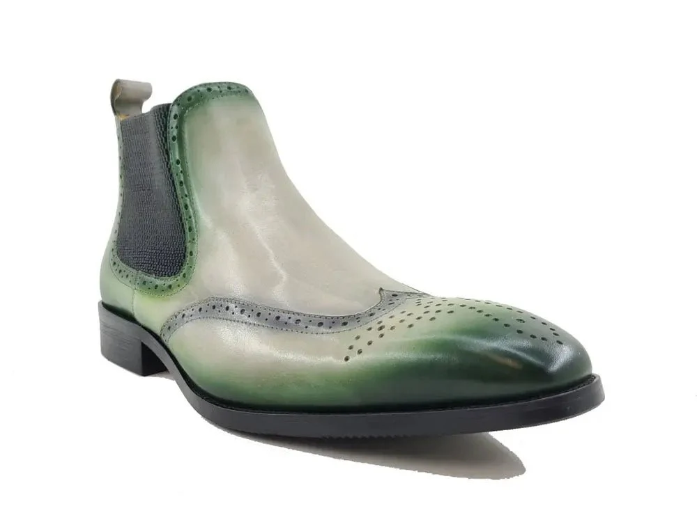 Carrucci Shoes KB Burnished Calfskin Wingtip Boot Premium KB503-19 - Image 2