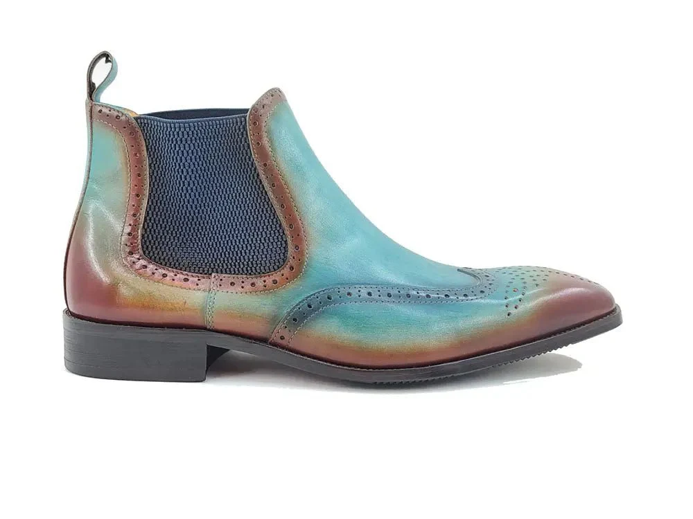 Carrucci Shoes KB Burnished Calfskin Wingtip Boot Premium KB503-19 - Image 4