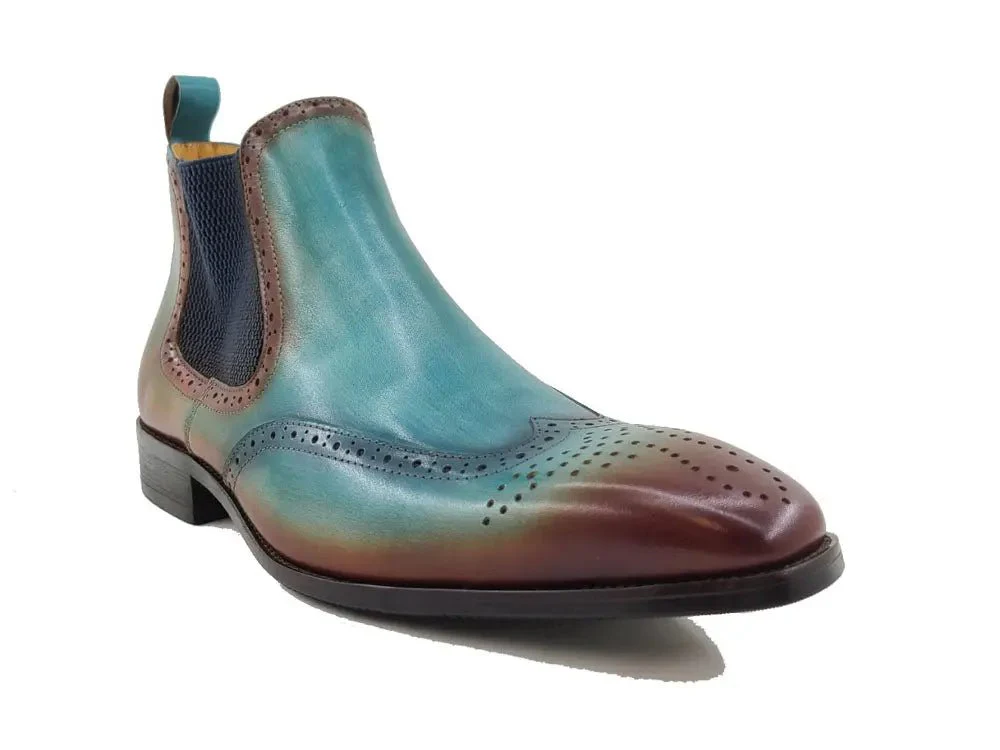 Carrucci Shoes KB Burnished Calfskin Wingtip Boot Premium KB503-19 - Image 5