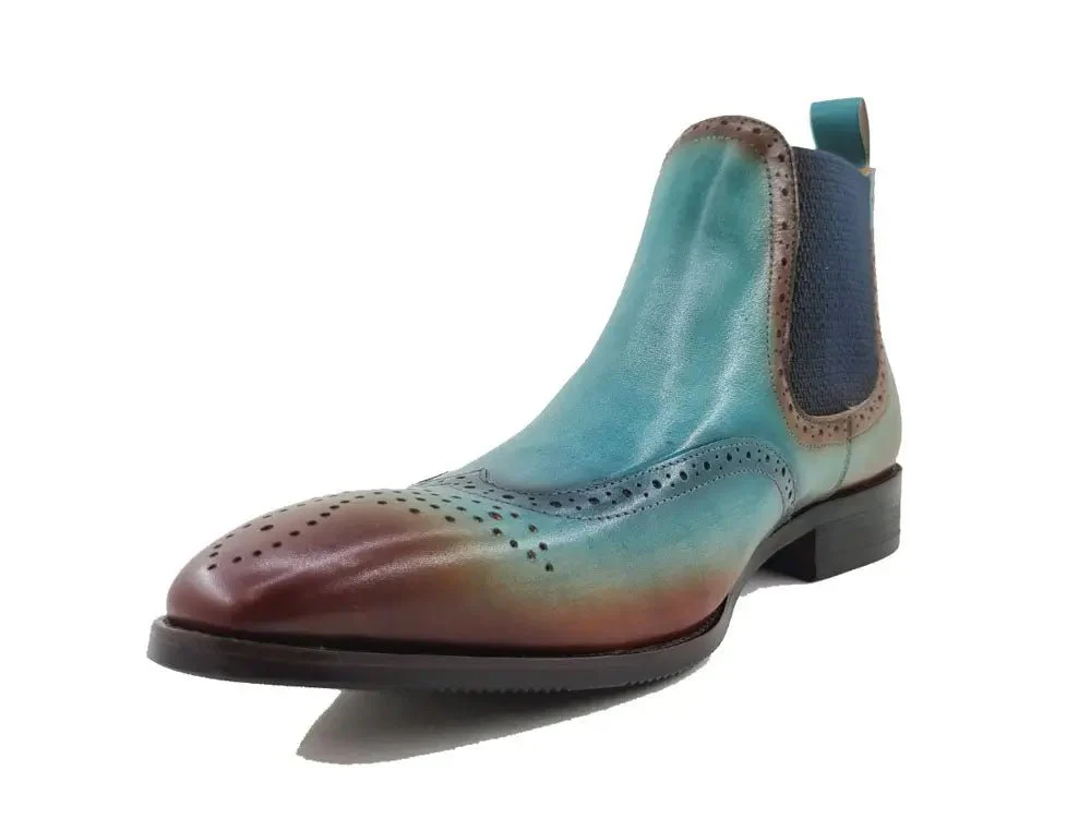 Carrucci Shoes KB Burnished Calfskin Wingtip Boot Premium KB503-19 - Image 6