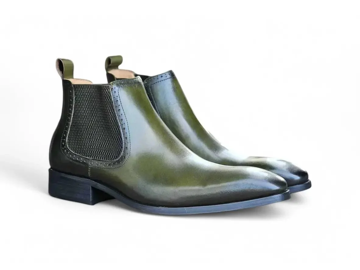 Carrucci Shoes KB Hand Burnished Chelsea Boots Leather Classic KB503-11 - Image 3