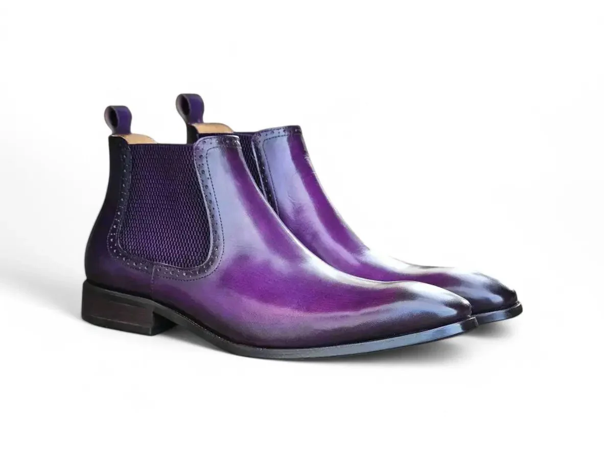 Carrucci Shoes KB Hand Burnished Chelsea Boots Leather Classic KB503-11 - Image 5