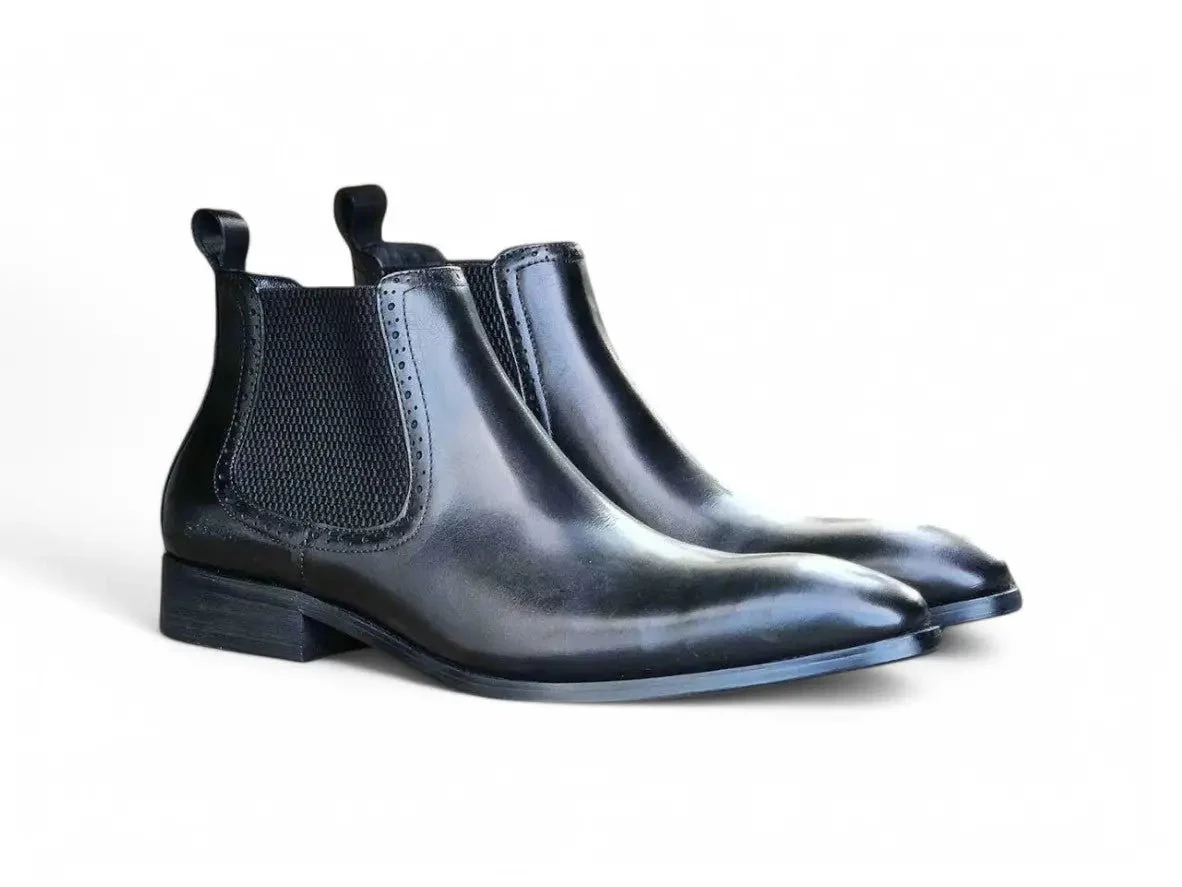 Carrucci Shoes KB Hand Burnished Chelsea Boots Leather Classic KB503-11 - Image 6