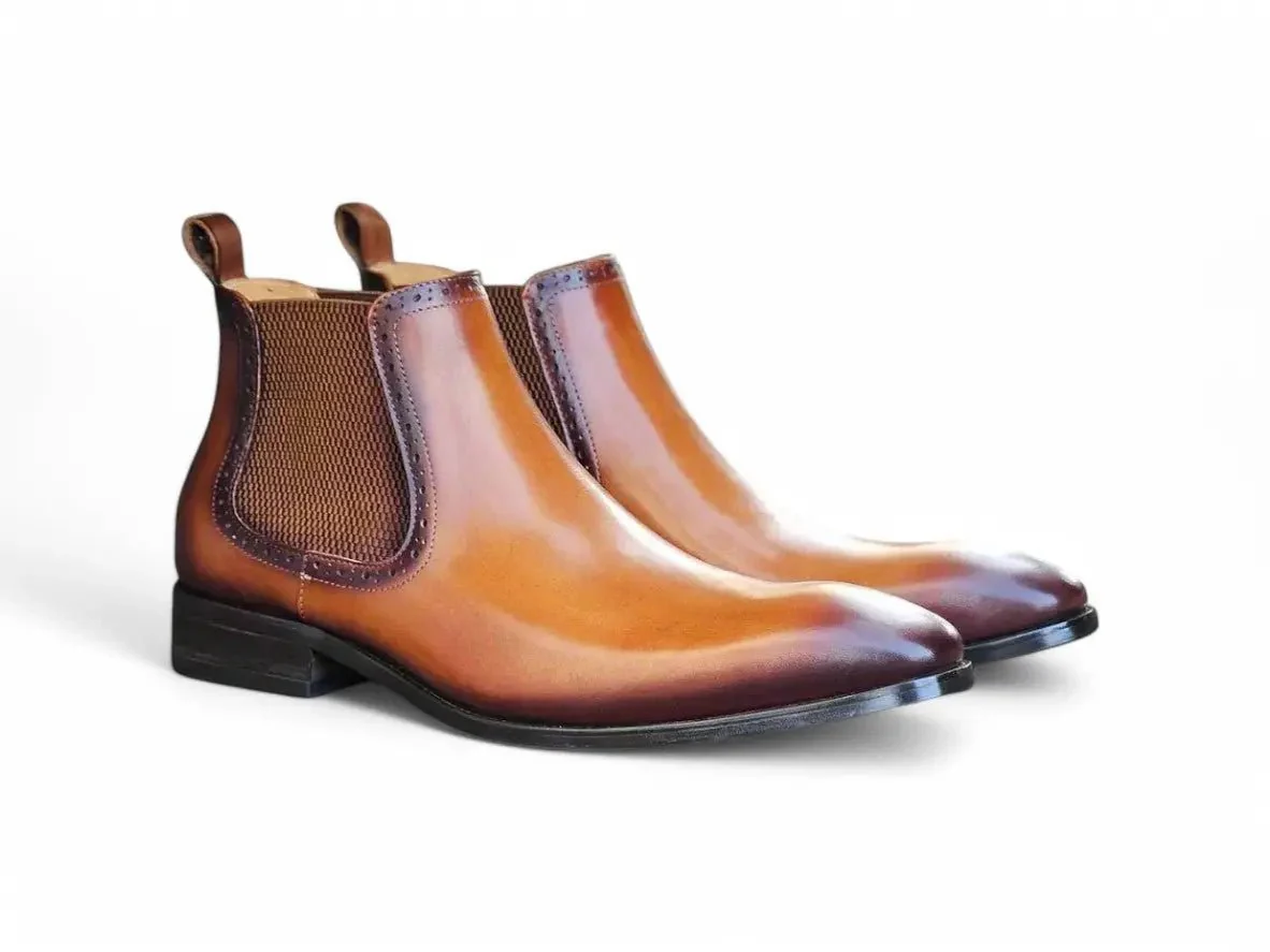 Carrucci Shoes KB Hand Burnished Chelsea Boots Leather Classic KB503-11 - Image 8
