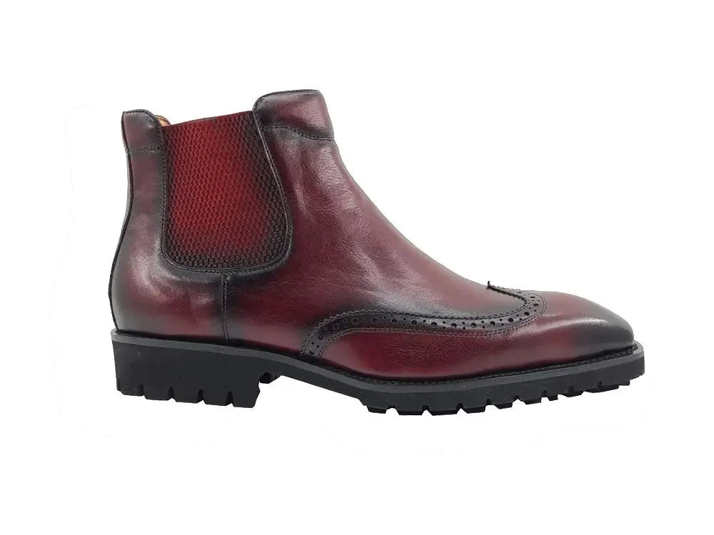 Carrucci Shoes KB Lug Sole Chelsea Boot Wingtip Toe Calf Leather KB515-13 - Image 10