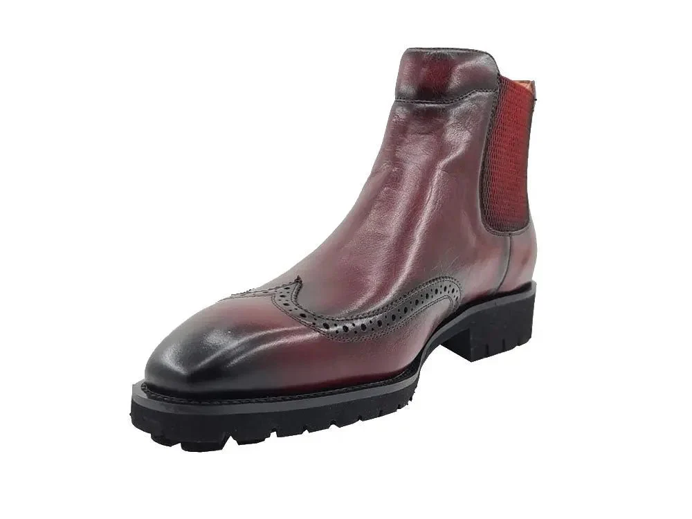 Carrucci Shoes KB Lug Sole Chelsea Boot Wingtip Toe Calf Leather KB515-13 - Image 12