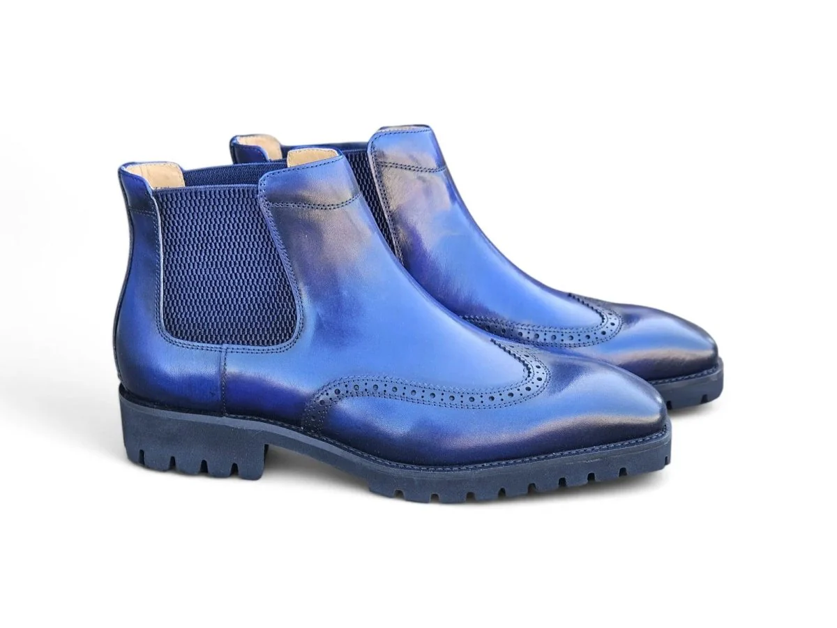 Carrucci Shoes KB Lug Sole Chelsea Boot Wingtip Toe Calf Leather KB515-13 - Image 14