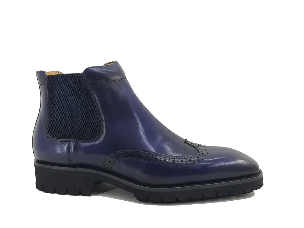 Carrucci Shoes KB Lug Sole Chelsea Boot Wingtip Toe Calf Leather KB515-13 - Image 15