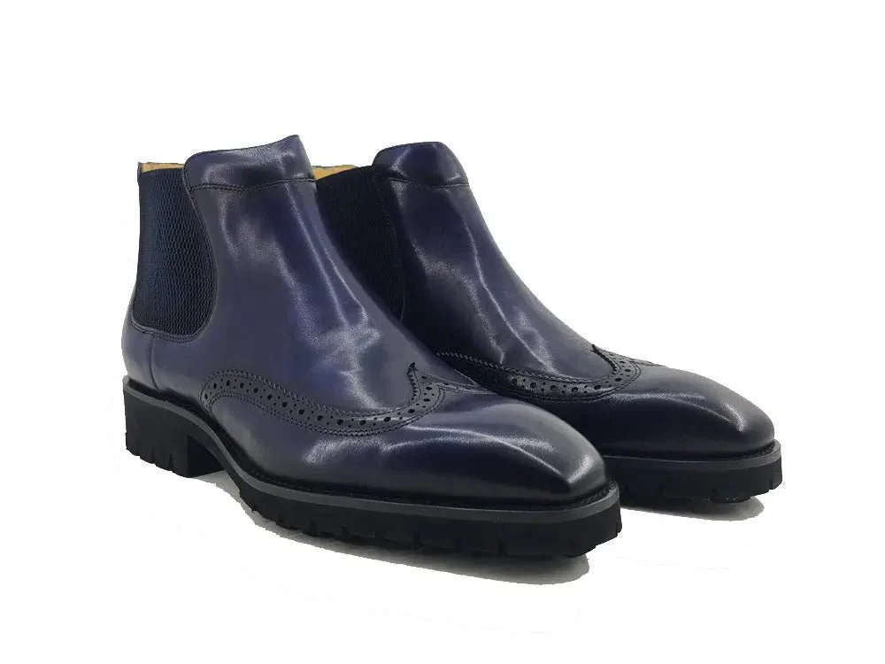 Carrucci Shoes KB Lug Sole Chelsea Boot Wingtip Toe Calf Leather KB515-13 - Image 16