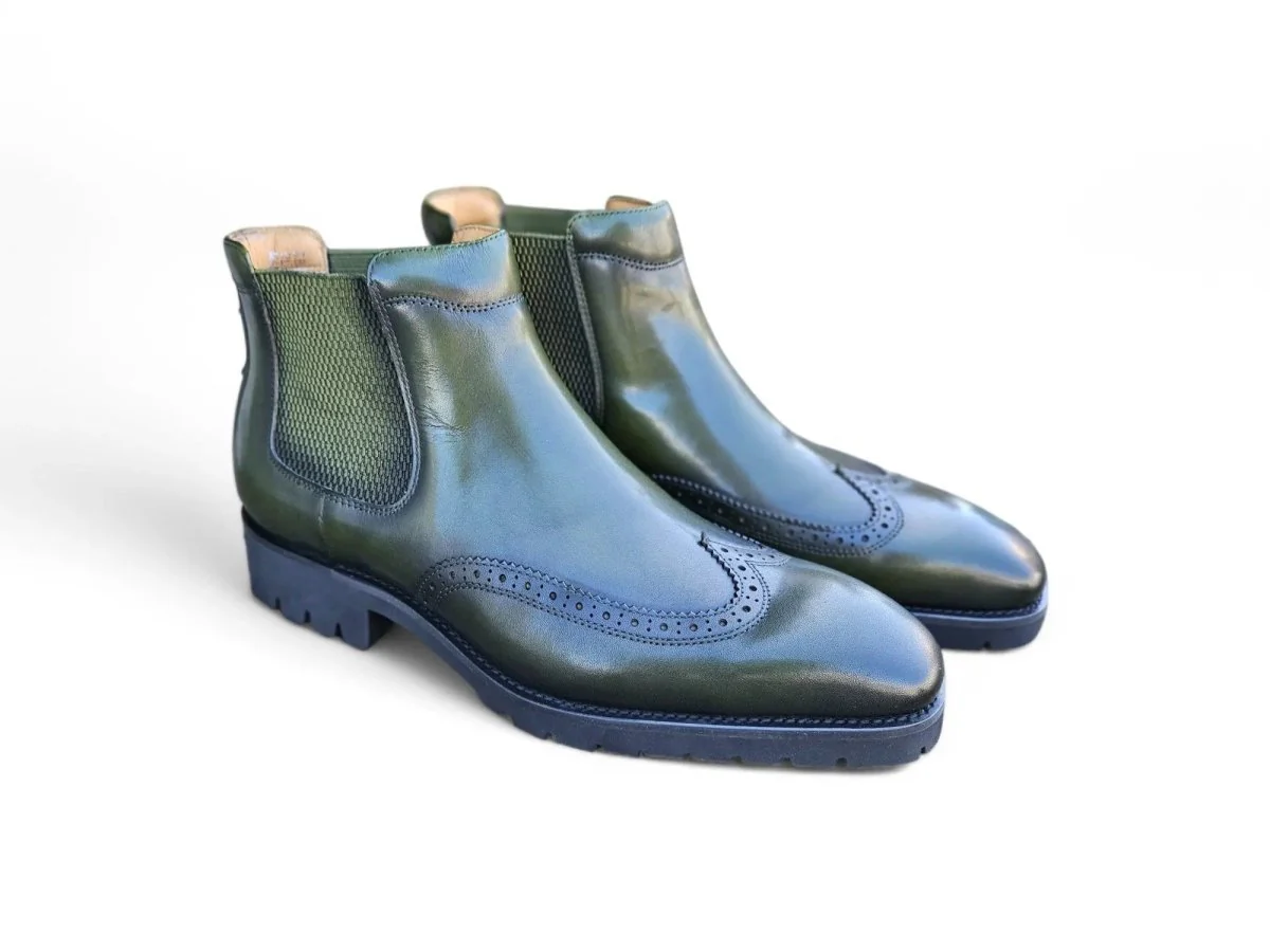 Carrucci Shoes KB Lug Sole Chelsea Boot Wingtip Toe Calf Leather KB515-13 - Image 17