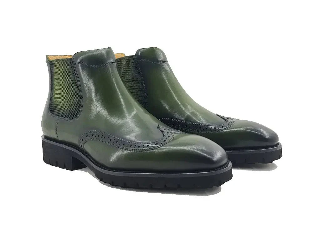 Carrucci Shoes KB Lug Sole Chelsea Boot Wingtip Toe Calf Leather KB515-13 - Image 18