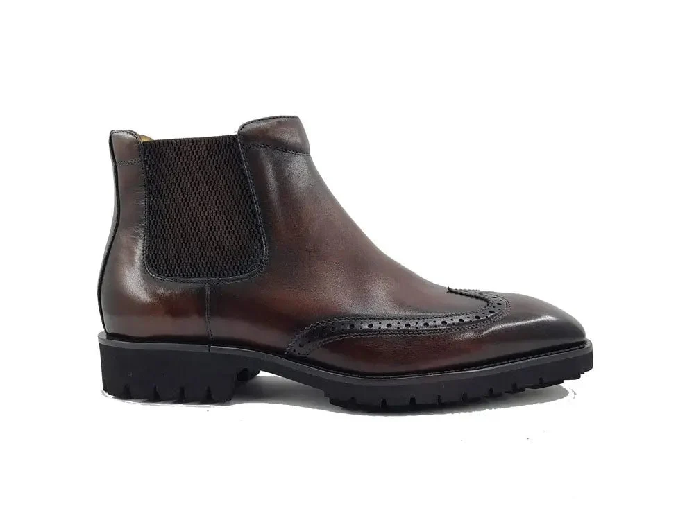 Carrucci Shoes KB Lug Sole Chelsea Boot Wingtip Toe Calf Leather KB515-13 - Image 2