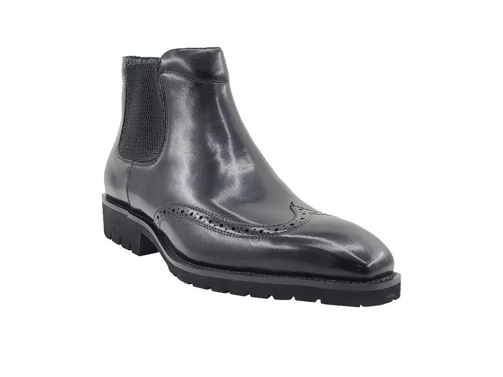 Carrucci Shoes KB Lug Sole Chelsea Boot Wingtip Toe Calf Leather KB515-13 - Image 22