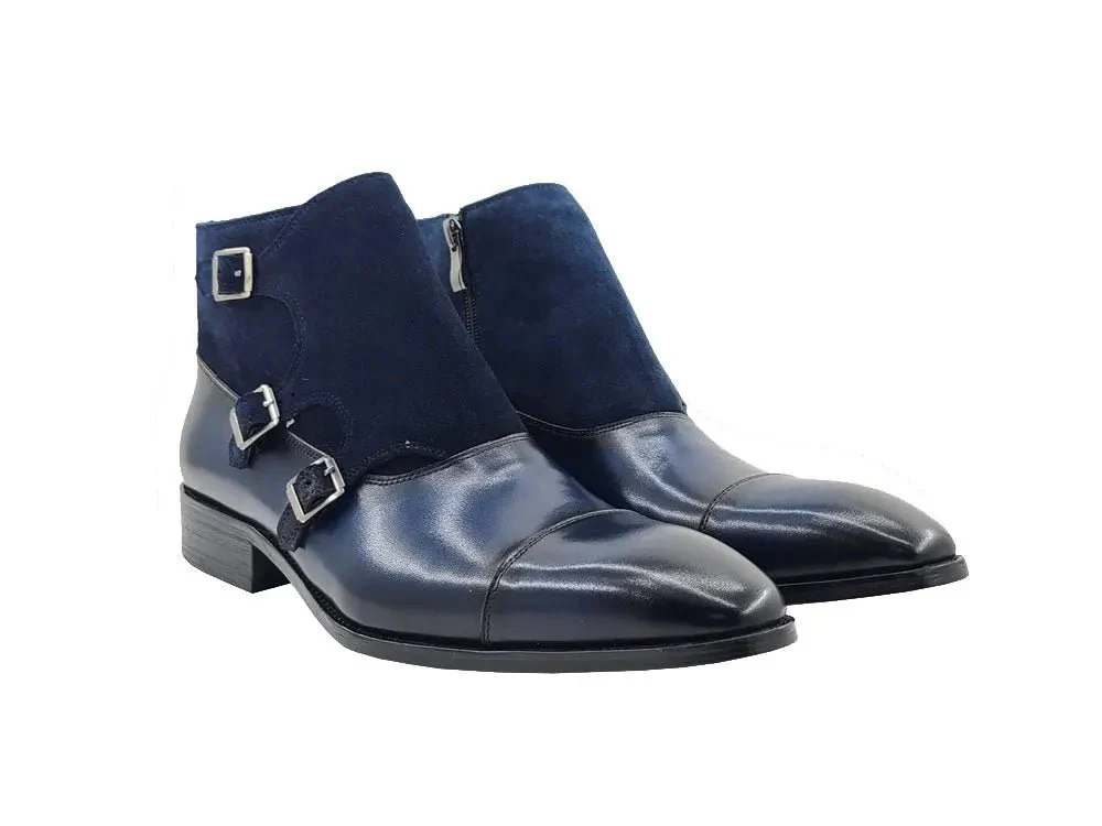 Carrucci Shoes Kb Three Buckles Monk Chukka Boot Calfskin KB503-18SC