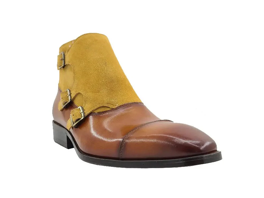 Carrucci Shoes Kb Three Buckles Monk Chukka Boot Calfskin KB503-18SC - Image 14