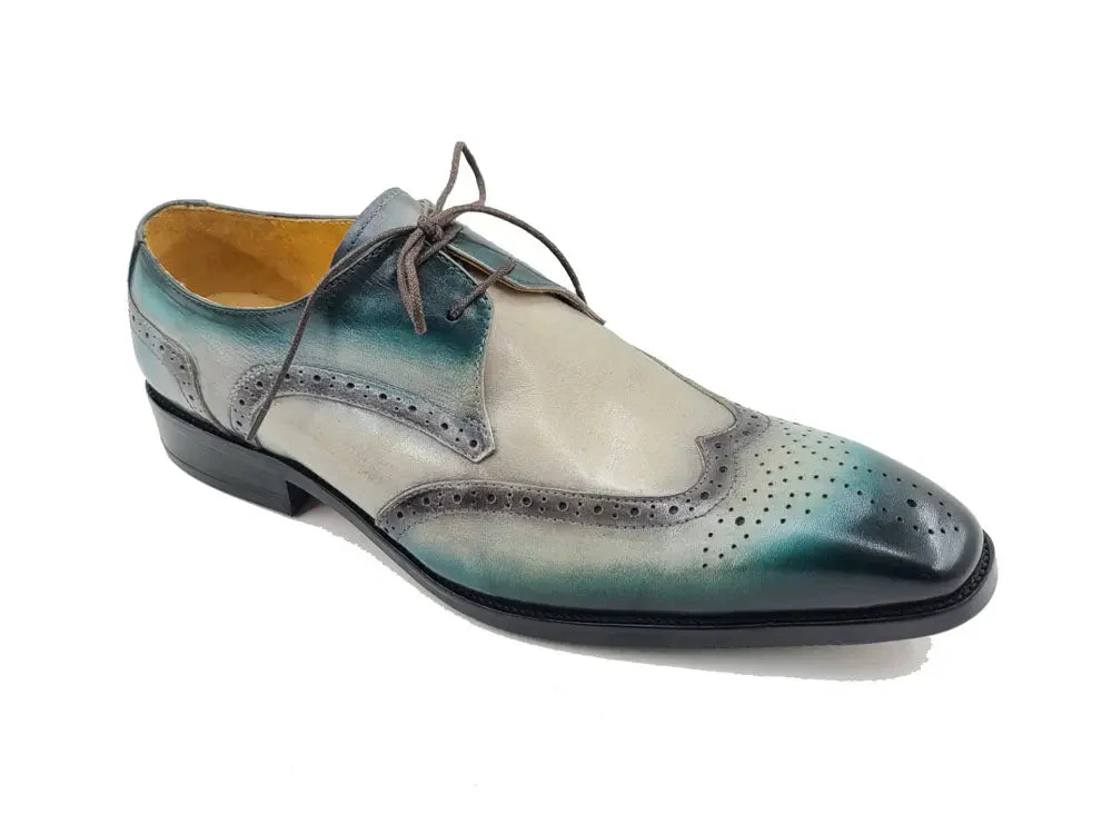 Carrucci Shoes KS Two Tone Wing Tip Blucher Oxford Calfskin KS503-69T - Image 3